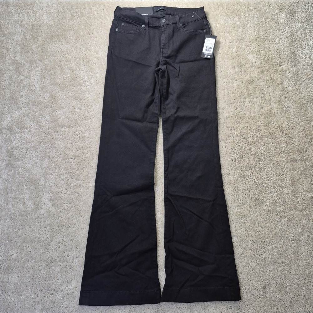 7 for All Mankind Dojo Jeans Womens 28/34 Black Flare Stretch Biker 70s Rocker